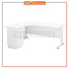 MR OFFICE : H-SERIES COMPACT L-SHAPE METAL J-LEG TABLE SET WITH FIXED PEDESTAL 2-DRAWERS 1-FILING H-SERIES OFFICE TABLES