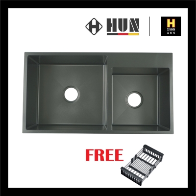 HUN UNDERMOUNT STAINLESS STEEL NANO KITCHEN SINK - NANO BLACK (3)