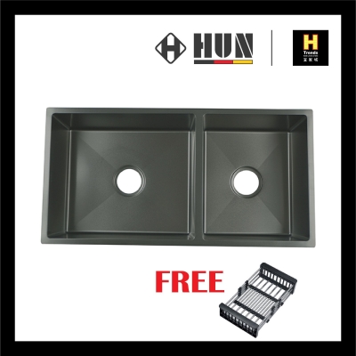 HUN UNDERMOUNT STAINLESS STEEL NANO KITCHEN SINK - NANO BLACK (4)