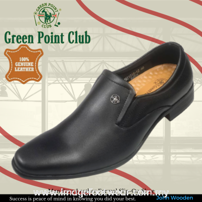 GREEN POINT Men Leather Formal Slip-On Shoe- GP-921012-12- BLACK Colour