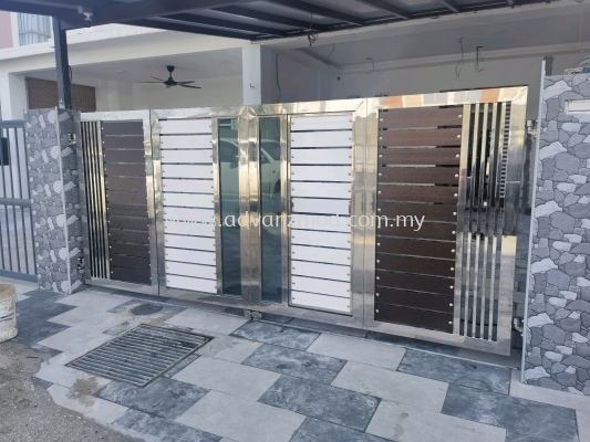 Stainless Steel Folding Gate With Aluminium Panels @ Jalan Tiung 5 Taman Mamanda Batu 9