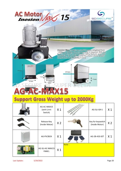 Inosion MAX 15 AC SLIDING AUTOGATE