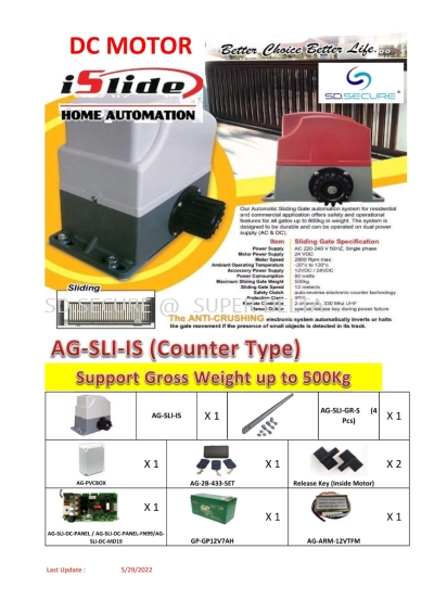 I-Slide DC SLIDING AUTOGATE (Counter Type)