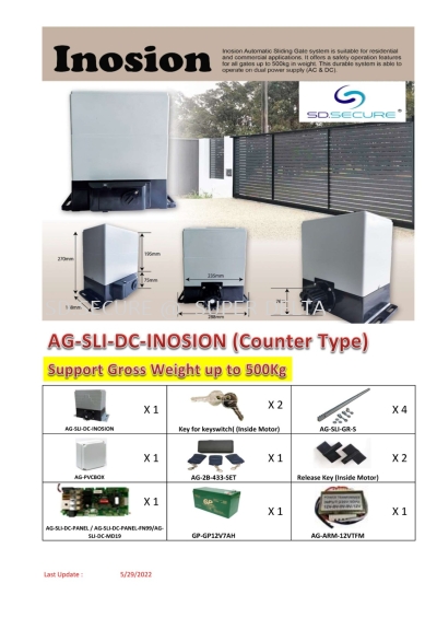 Inosion DC SLIDING AUTOGATE (Counter Type) MOTOR