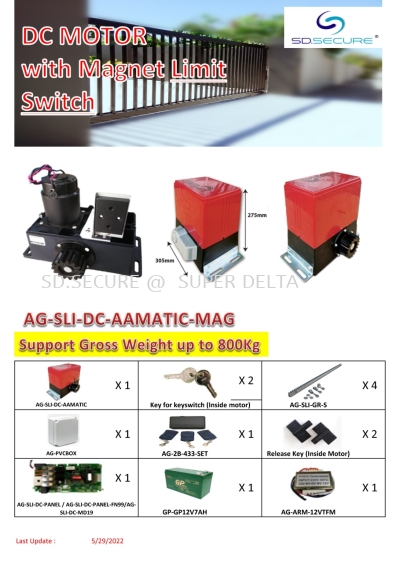 AA-MATIC DC SLIDING AUTOGATE (Magnet Type)