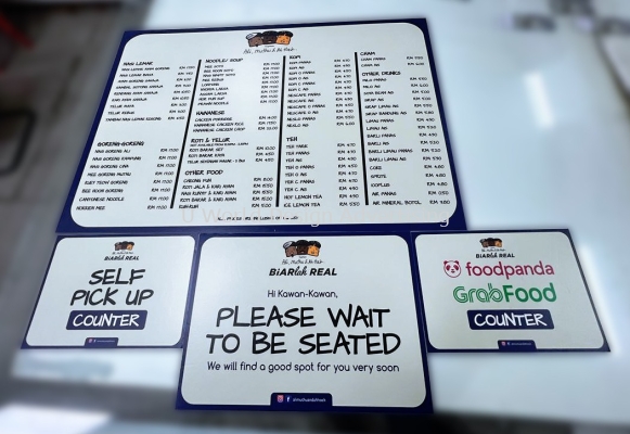 MENU COMPRESSED FOAM BOARD WITH INKJET STICKER