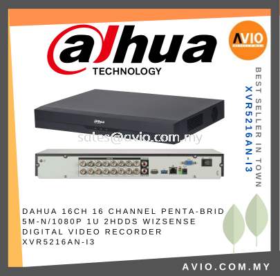 Dahua 16CH 16 Channel 5MP Lite / 1080P HD 2HDD Bay WizSense Analog CCTV DVR Recorder CVI TVI AHD CVBS Metal XVR5216AN-I3