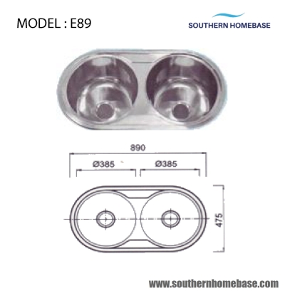 KITCHEN SINK DOUBLE ROUND BOWL : ELITE E89