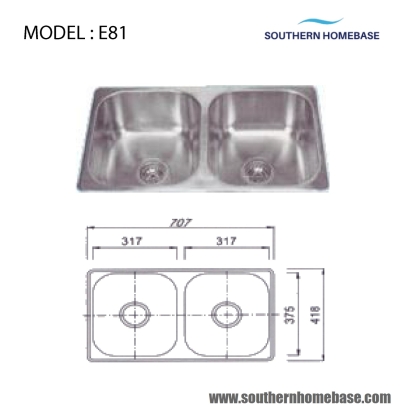 Sinki Dapur Dua Mangkuk : ELITE E81