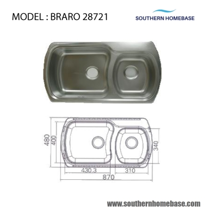 KITCHEN SINK DOUBLE BOWL : ELITE BRARO 28721