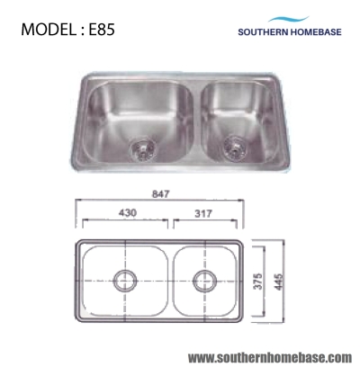 Sinki Dapur Dua Mangkuk : ELITE E85