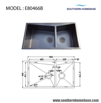 Sinki Dapur Dua Mangkuk : ELITE E80466B