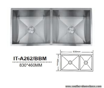 ITTO STAINLESS STEEL 2 BOWL KITCHEN SINK IT-A262 BBM