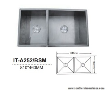 ITTO STAINLESS STEEL 2 BOWL KITCHEN SINK IT-A252 BSM