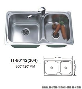 ITTO 2 BOWL KITCHEN SINK IT-80x42(304)