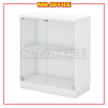 MR OFFICE : Q-YG9-WH SWINGING GLASS DOOR LOW CABINET H-SERIES WOODEN PEDESTALS & CABINETS