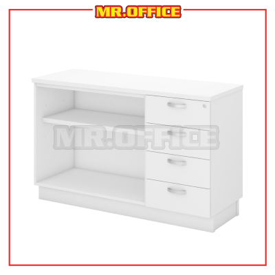 MR OFFICE : Q-YOP7124-WH OPEN SHELF + FIXED PEDESTAL 4D