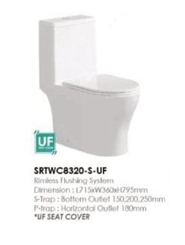 SRTWC 8320-S-UF Toilet Bowl / Water Closet Bathroom / Washroom Choose Sample / Pattern Chart