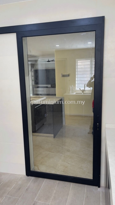 One panel hanging sliding doors ( p/c Black + 5mm clear glass) @jalan PP 1/4,Taman Putra Prima, Puchong 