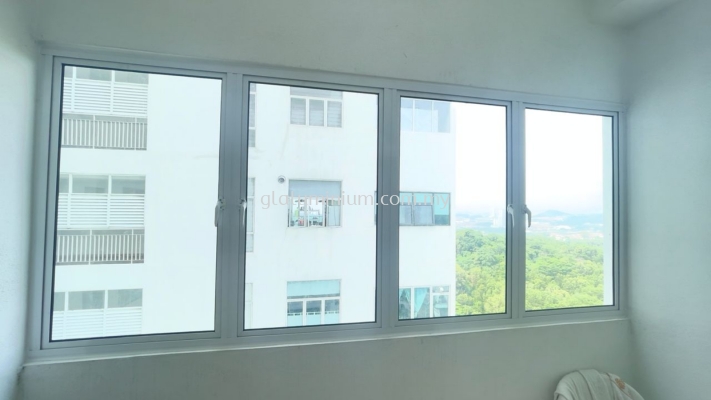 casement window 4 panel ( powder coated white + 5mm clear glass) @Green Residence, Jalan Sayang 1,Taman Rasa Sayang, Cheras 