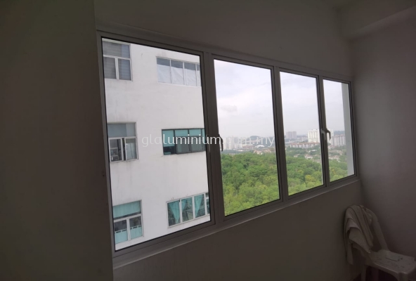 casement window 4 panel ( powder coated white + 5mm clear glass) @Green Residence, Jalan Sayang 1,Taman Rasa Sayang, Cheras 