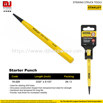 STANLEY STRIKING STRUCK TOOLS STARTED PUNCH 16229 (CL)