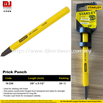 STANLEY STRIKING STRUCK TOOLS PRICK PUNCH 16236 (CL)