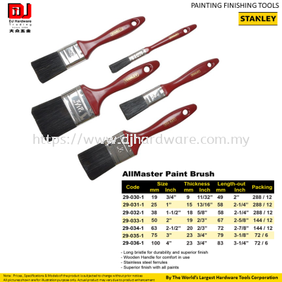 STANLEY PAINTING FINISHING TOOLS ALL MASTER PAINT BRUSH LONG BRISTLE SUPERIOR FINISH