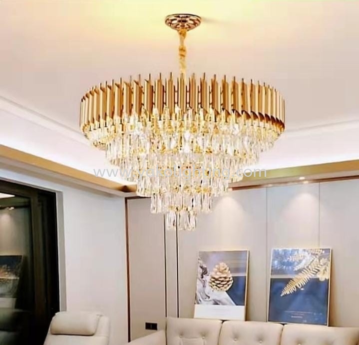 A059-GOLD E14 , 400MM, 500MM, 700MM, 800MM, 1200MM  CRYSTAL PENDANT LIGHT 