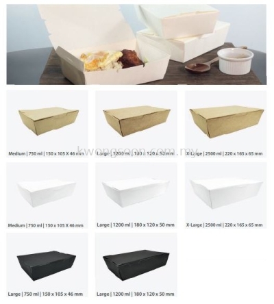 PAPER LUNCH BOX MATTE BLACK / WHITE / BROWN / M / L / XL