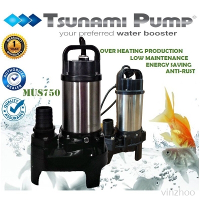 TSUNAMI MUS750 MULTIPURPOSE KOI FISH POND SUBMERSIBLE WATER PUMP, pam kolam, pam ikan