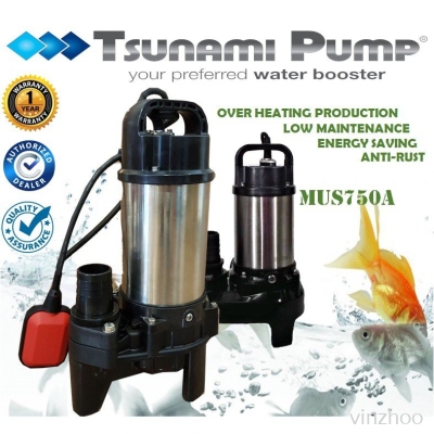 TSUNAMI MULTIPURPOSE KOI FISH POND SUBMERSIBLE WATER PUMP MUS750A