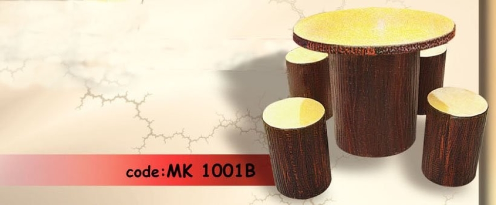 Set Meja & Bangku Gaya Tunggul Pokok Tiruan  - MK 1001B
