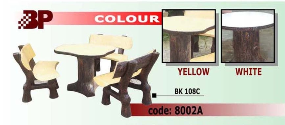 Timber Style Garden Concrete Table Set  - 8002A
