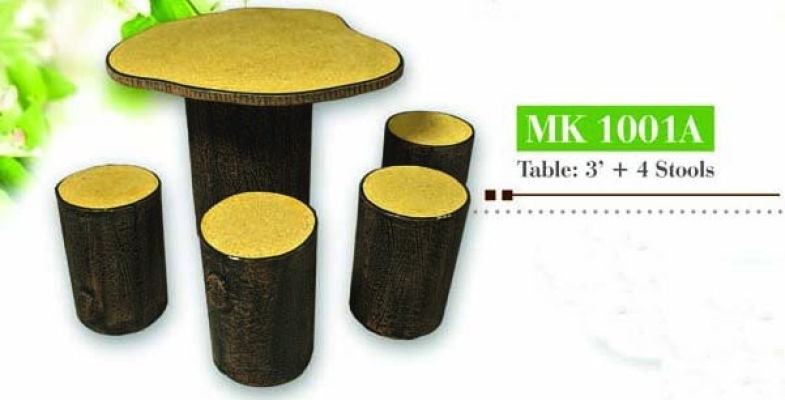 Artificial Tree Stump Style Garden Concrete Table Stool Set  - MK 1001A