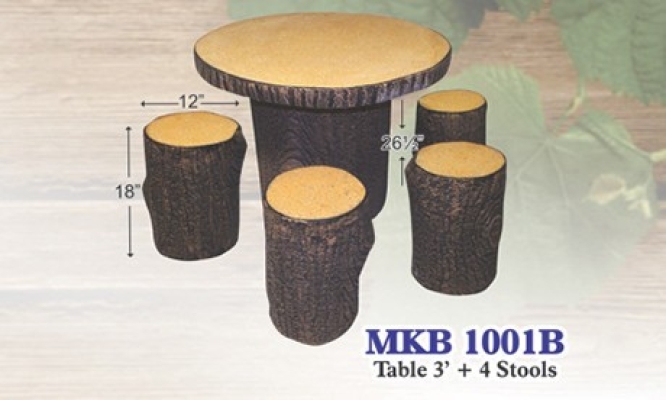 Artificial Tree Stump Style Garden Concrete Table Set  - MKB 1001B 