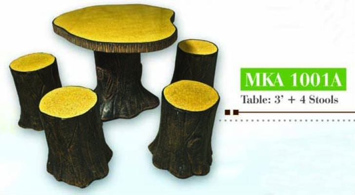 Artificial Tree Stump Style Garden Concrete Table Set  - MKA 1001A