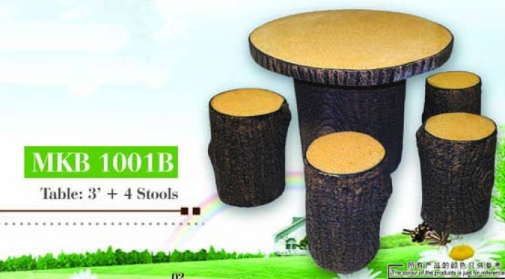 Artificial Tree Stump Style Garden Concrete Table Set  - MKB 1001B