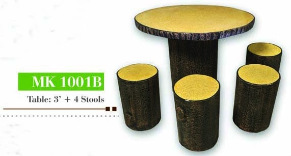 Artificial Tree Stump Style Garden Concrete Table Stool Set  - MK 1001B Gardening Concrete Table Stool / Bench Set  Gardening Art & Landscape Choose Sample / Pattern Chart