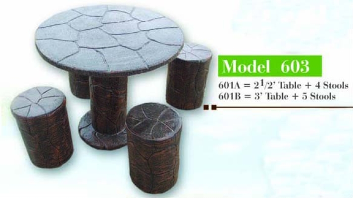 Garden Concrete Table Stool  Set - Model 603