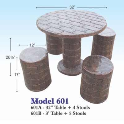 Garden Concrete Table Stool  Set - Model 601 