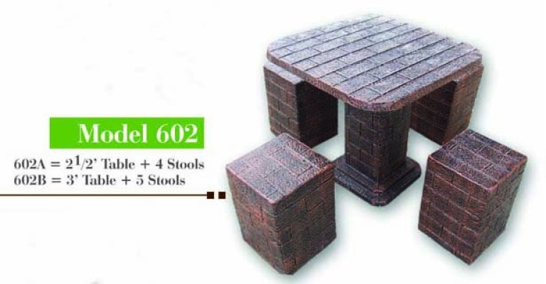 Garden Concrete Table Stool  Set - Model 602