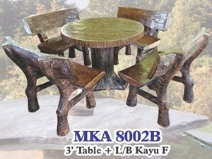 Set Meja & Bangku Gaya Tunggul Pokok Tiruan  - MKA 8002B