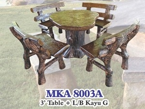 Artificial Tree Stump Style Garden Concrete Table Set  - MKA 8003A