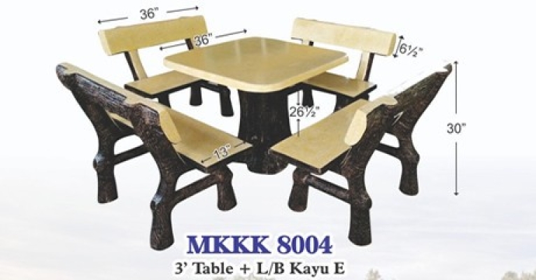 Artificial Tree Stump Style Garden Concrete Table Set  - MKKK 8004