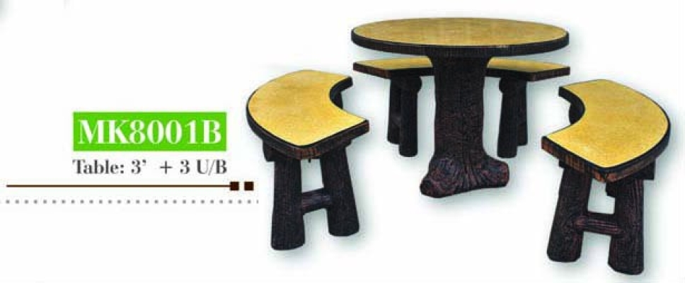 Artificial Tree Stump Style Garden Concrete Table Set  - MK8001B