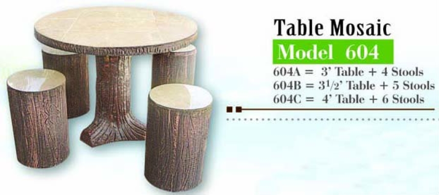 Artificial Tree Stump Style Garden Concrete Table Set  - Model 604