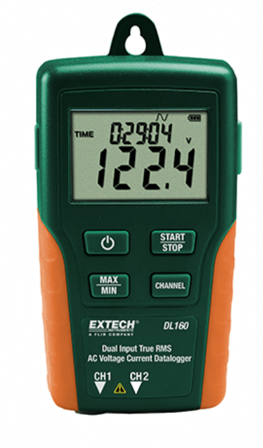 extech dl160 : dual input true rms ac voltage/current datalogger