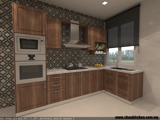 Solid Wood Kitchen Cabinet Sample Design K18