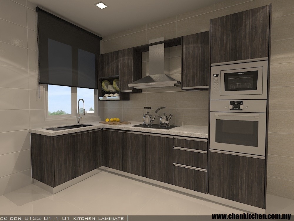 Contoh Reka Bentuk Kabinet Dapur Jenis Laminated Plywood Bingkai Aluminium K8 Kabinet Dapur Plywood Kabinet Dapur Rujukan Reka Bentuk UbahSuai Malaysia